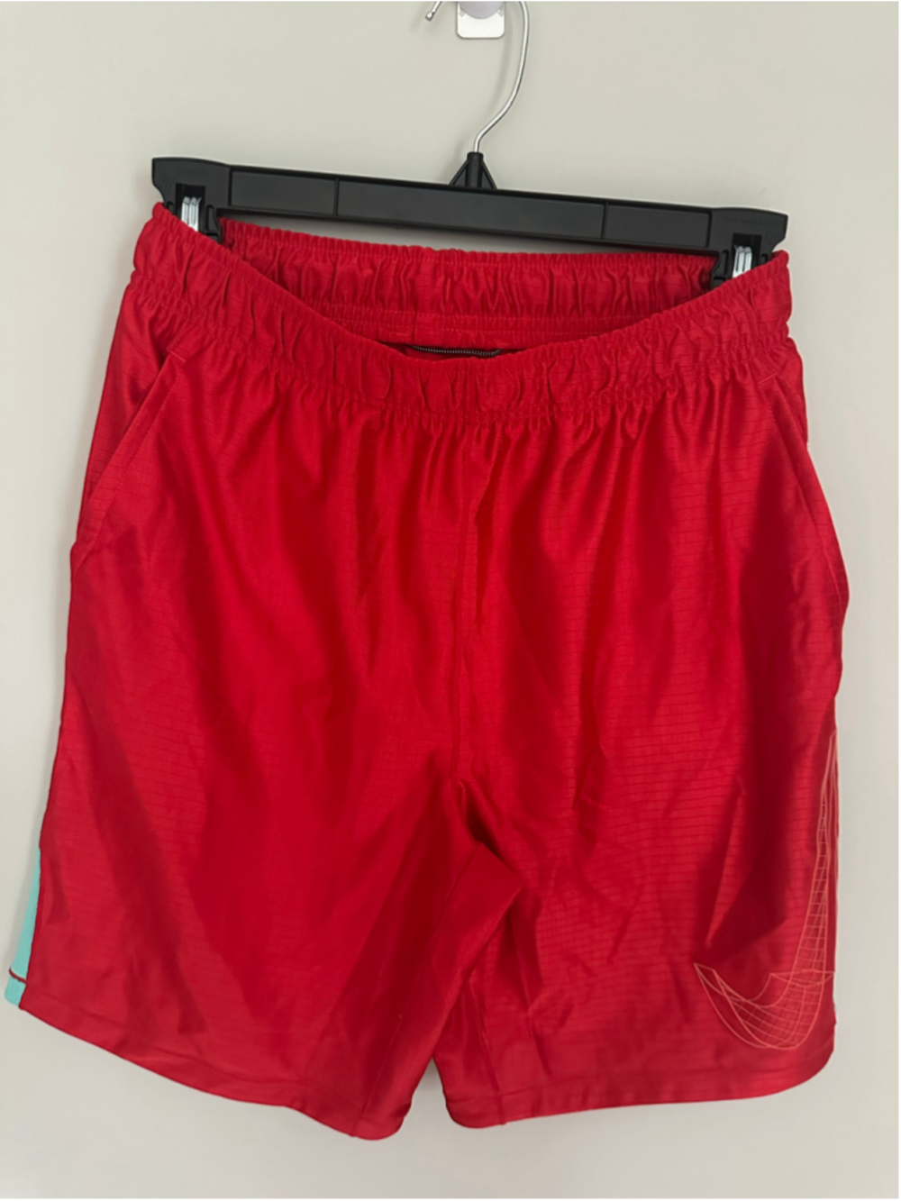 Youth Nike Dri-FIT Athletic Shorts Red Light Blue Size L